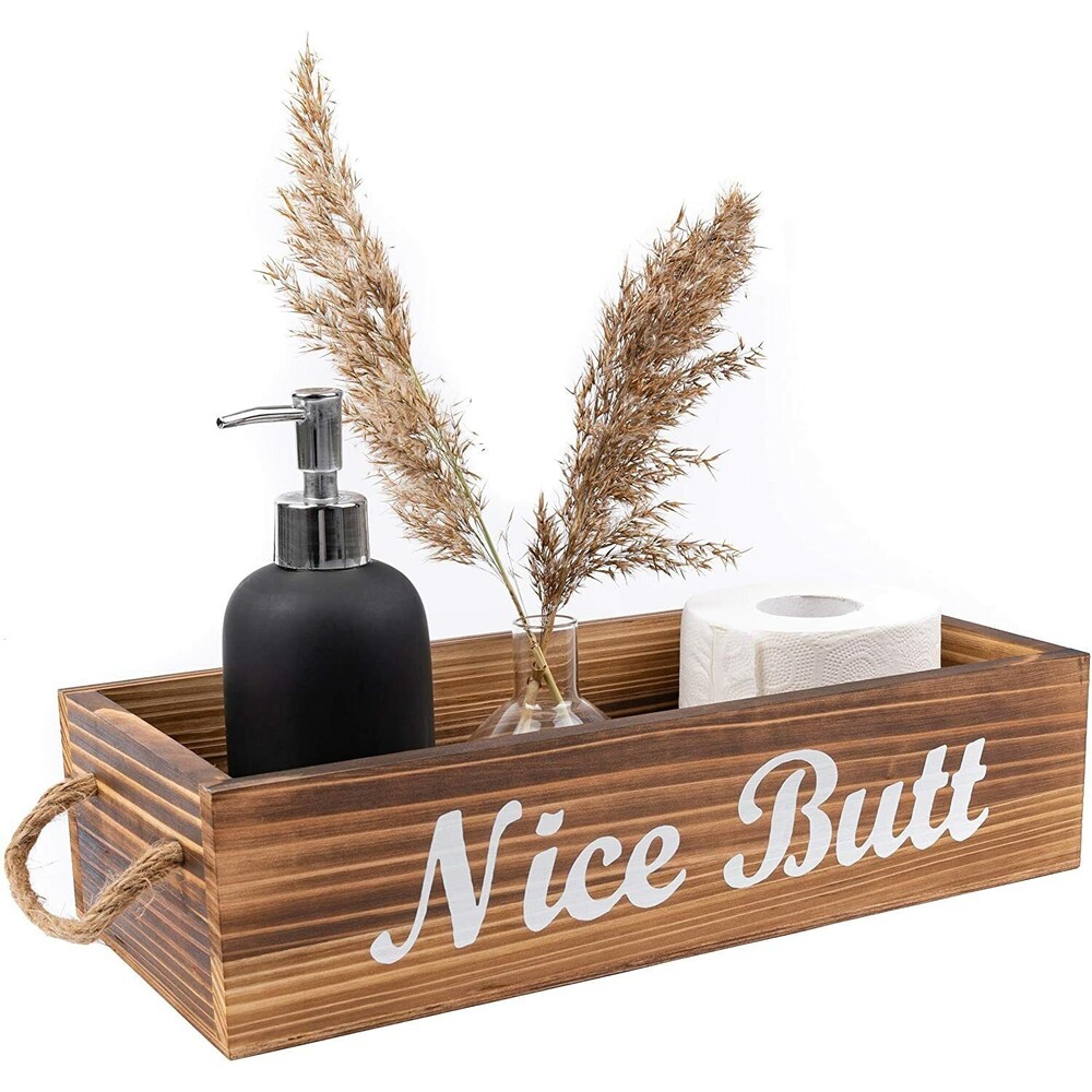 'Nice Butt' Bathroom Decor Box | Rustic Bathroom Storage Box - 2-Sided Funny